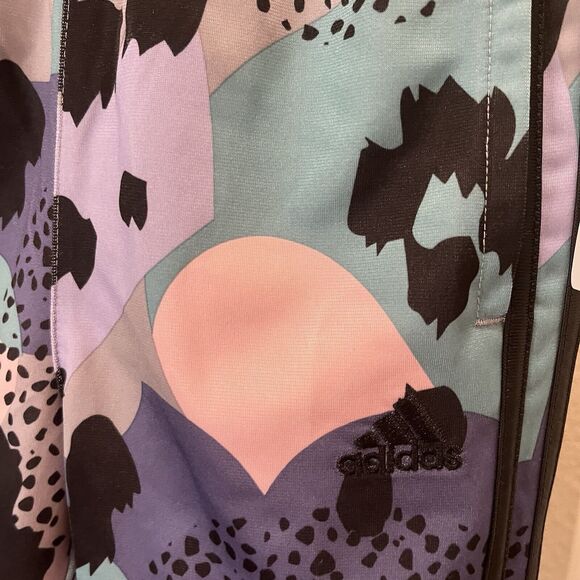 Adidas All Over Print Tricot Gray Purple Pink Joggers Pull On Pants Girls Size 6 - Picture 3 of 9